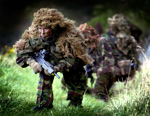 Members of the Maritime Sniper Team from the Fleet Protection Group, HM Naval Base Clyde on the Dundrennan ranges near Kirkcudbright.